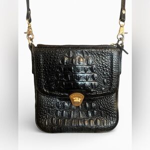 Brahmin Black Croc Embossed Crossbody